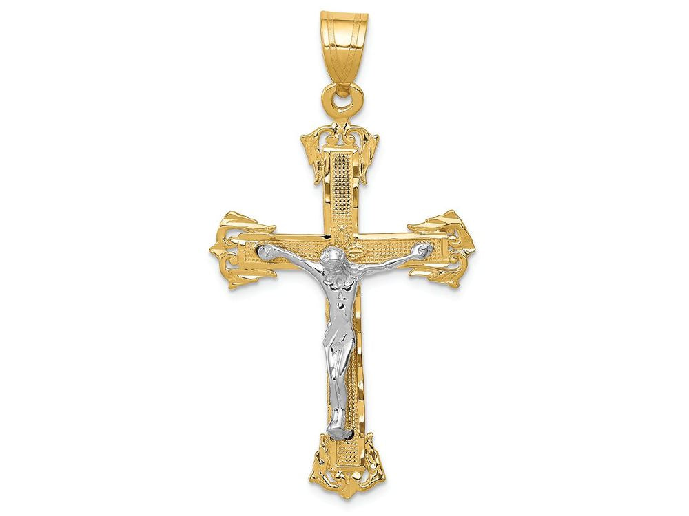 FJC Finejewelers 14k Two-tone Gold Bright Cut Crucifix Charm