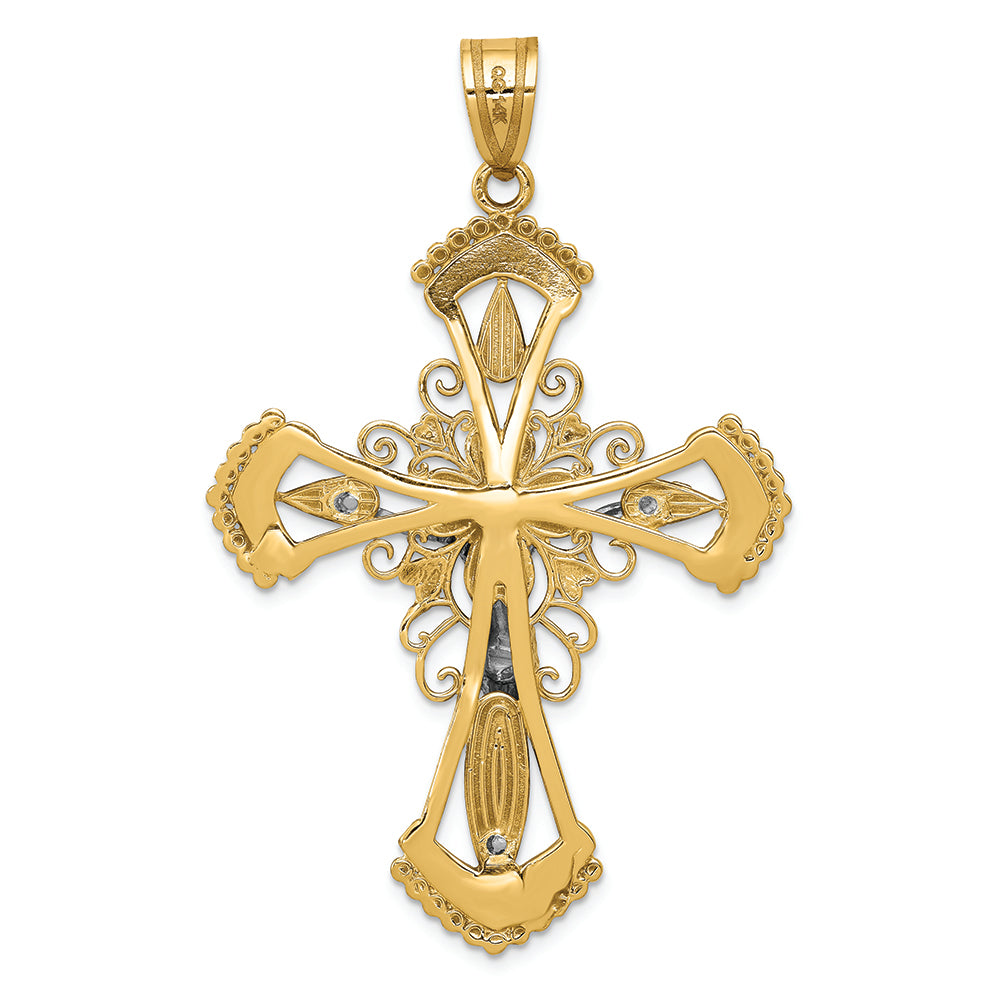 FJC Finejewelers 14k Two-tone Gold Bright Cut Crucifix Charm