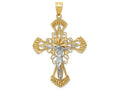 FJC Finejewelers 14k Two-tone Gold Bright Cut Crucifix Charm