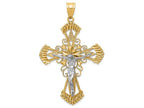 FJC Finejewelers 14k Two-tone Gold Bright Cut Crucifix Charm