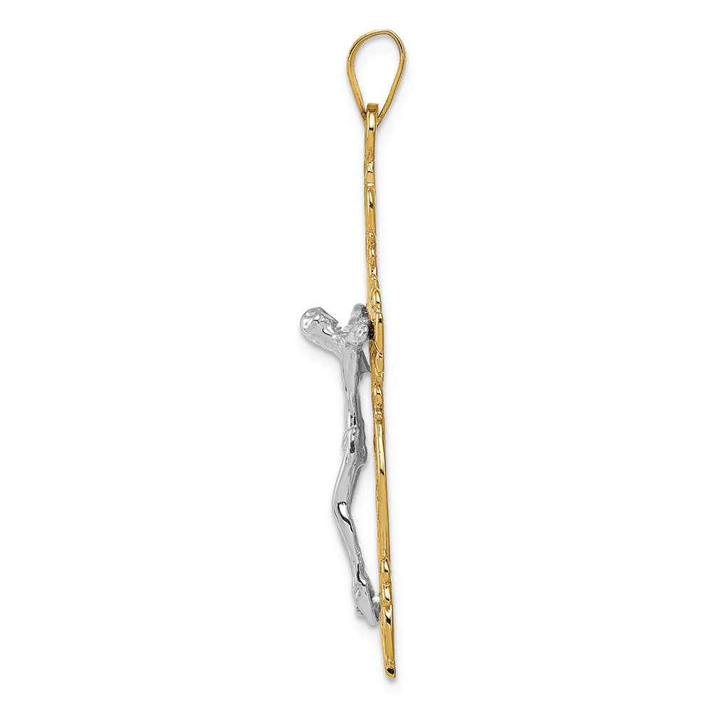 FJC Finejewelers 14k Two-tone Gold Bright Cut Crucifix Charm