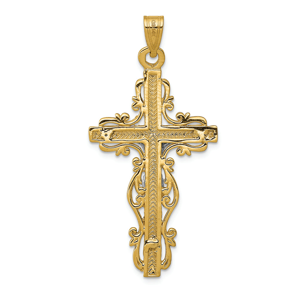 FJC Finejewelers 14k Two-tone Gold Bright Cut Crucifix Charm