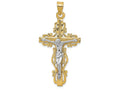 FJC Finejewelers 14k Two-tone Gold Bright Cut Crucifix Charm
