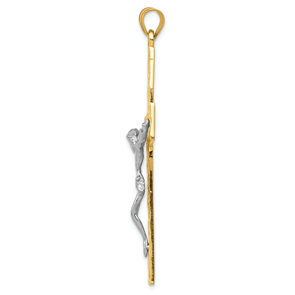 FJC Finejewelers 14k Two-tone Gold Bright Cut Crucifix Charm