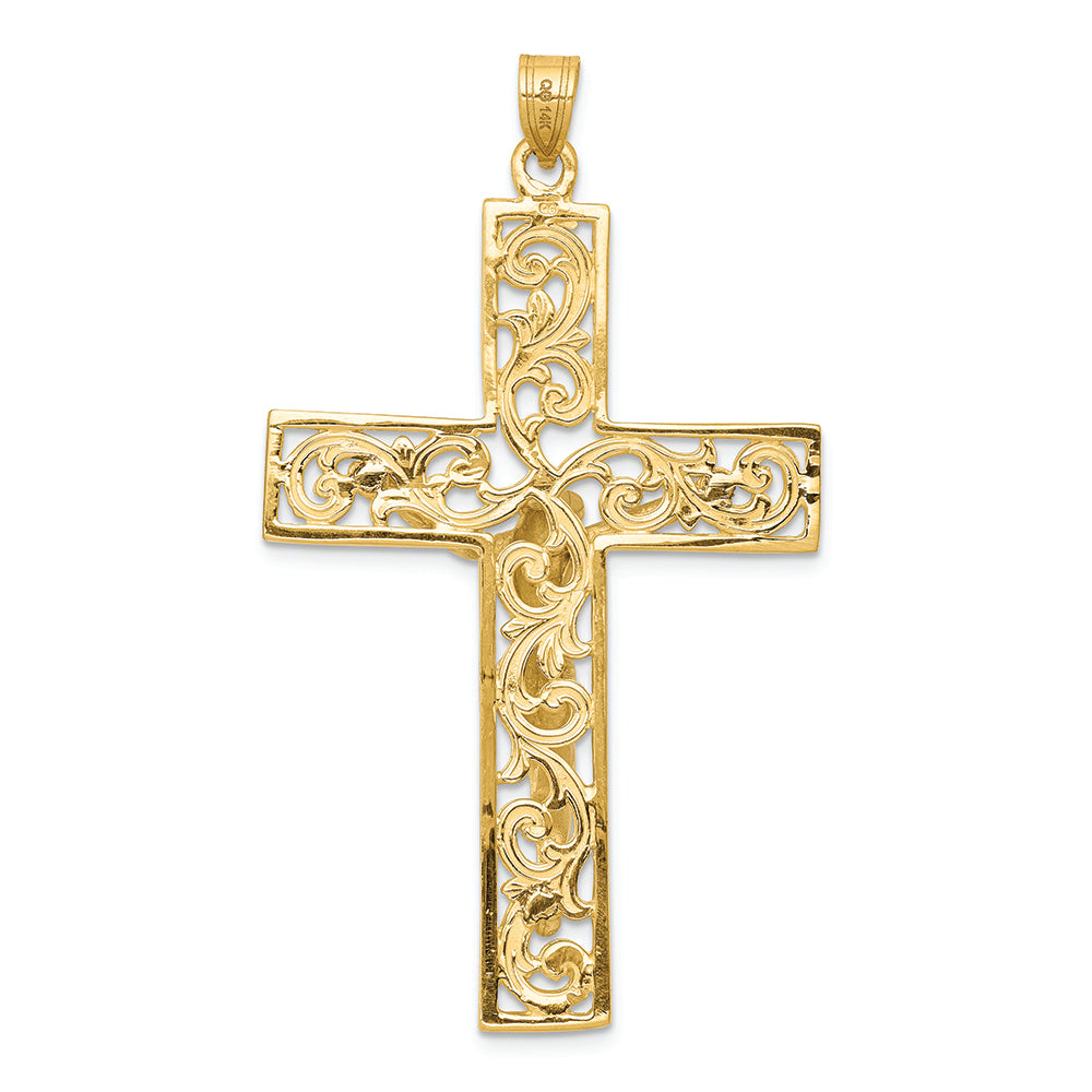 FJC Finejewelers 14k Two-tone Gold Bright Cut Crucifix Charm