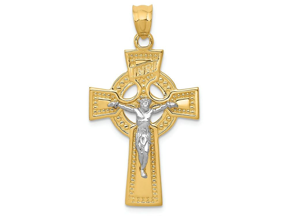 FJC Finejewelers 14k Two-tone Gold Inri Celtic Crucifix Charm