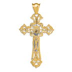 FJC Finejewelers 14k Two-tone Gold Polished with Red CZs Crucifix Charm