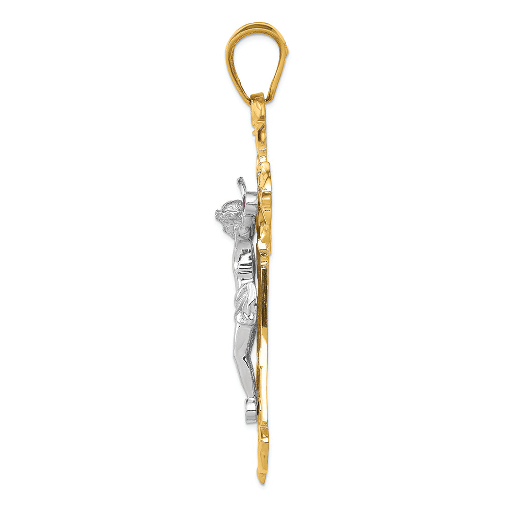 FJC Finejewelers 14k Two-tone Gold Polished with Red CZs Crucifix Charm