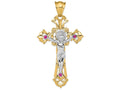 FJC Finejewelers 14k Two-tone Gold Polished with Red CZs Crucifix Charm