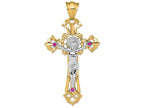 FJC Finejewelers 14k Two-tone Gold Polished with Red CZs Crucifix Charm