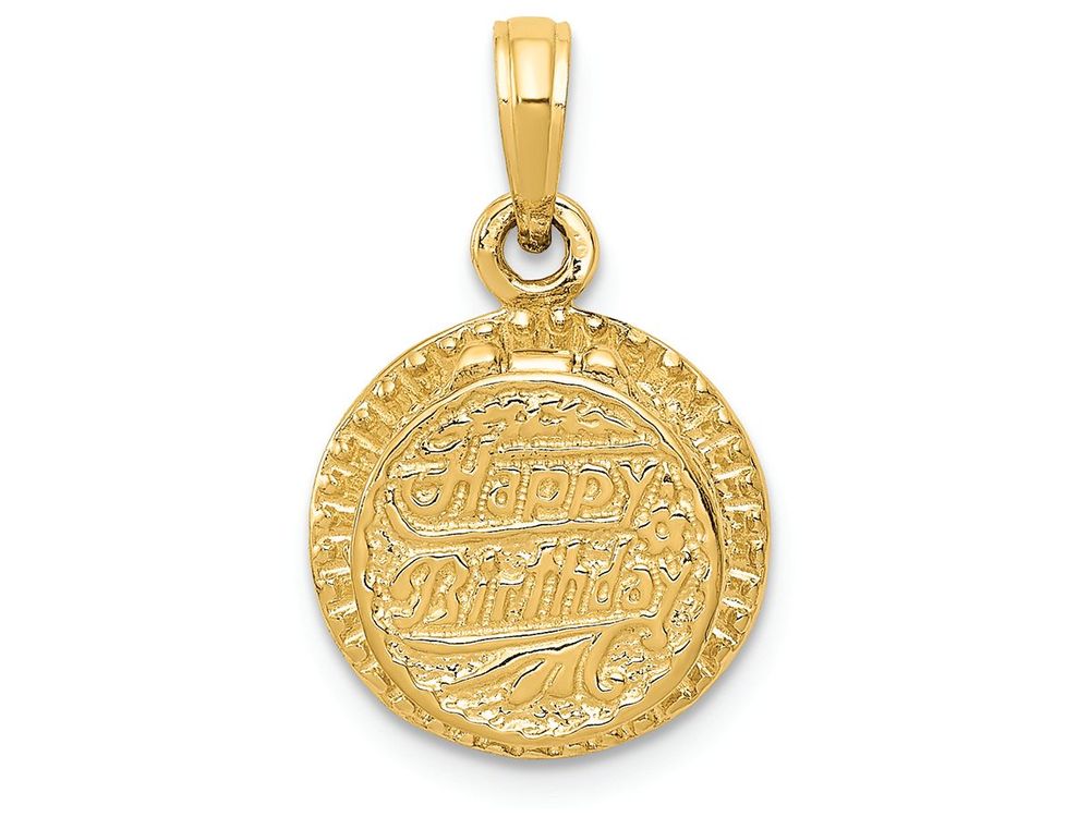 FJC Finejewelers 14k Yellow Gold with Enamel Birthday Cake with Candle Inside Charm
