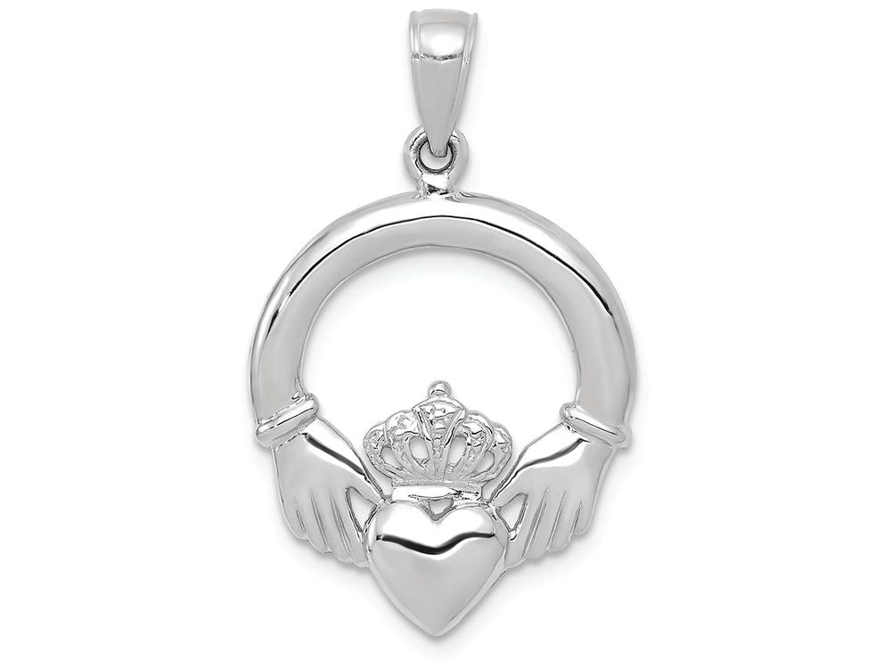 FJC Finejewelers 14k White Gold White Large Claddagh Charm