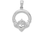 FJC Finejewelers 14k White Gold White Large Claddagh Charm