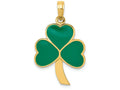 FJC Finejewelers 14k Yellow Gold Green Enameled Shamrock Charm