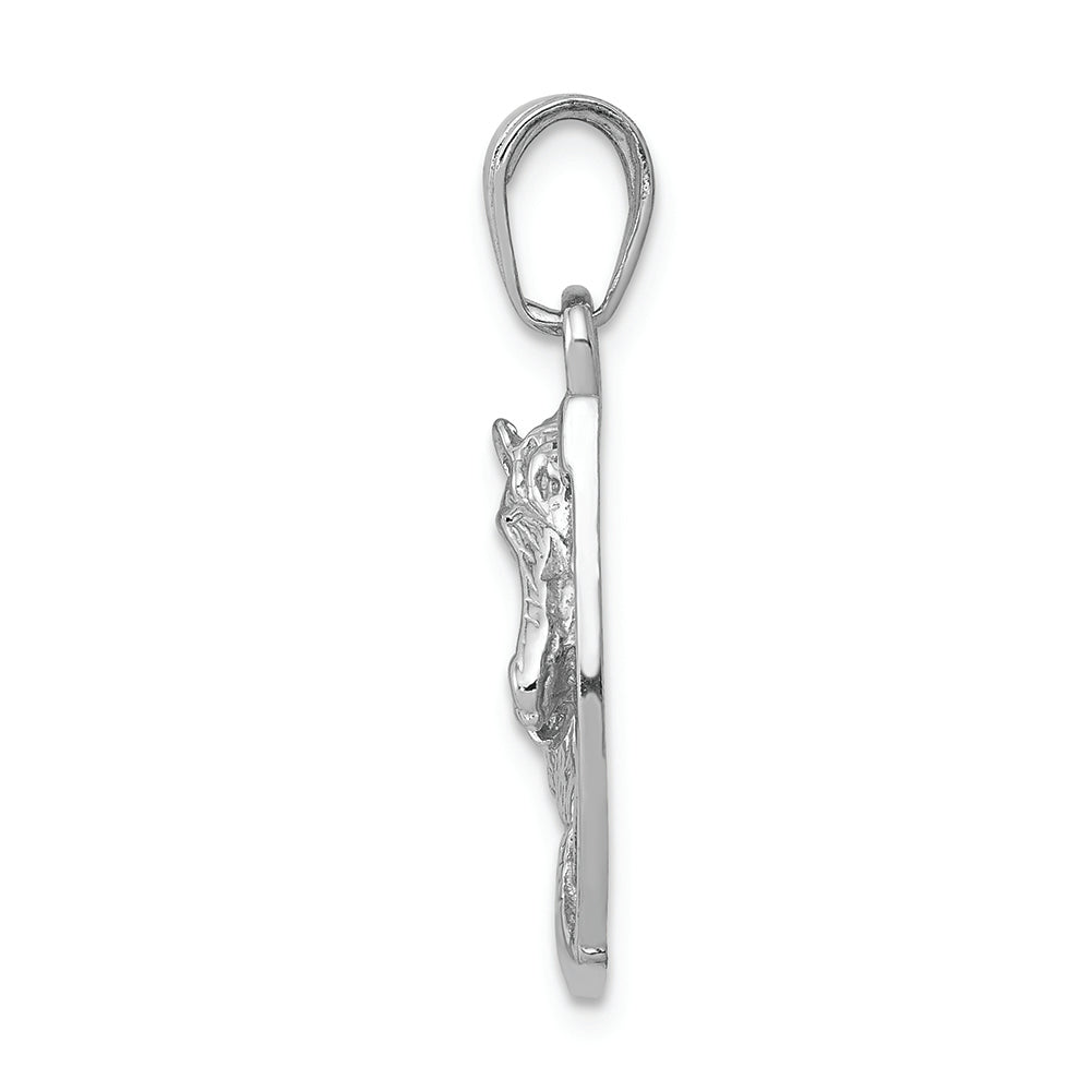 FJC Finejewelers 14k White Gold White Horse Head In Horseshoe Charm