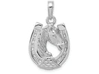 FJC Finejewelers 14k White Gold White Horse Head In Horseshoe Charm