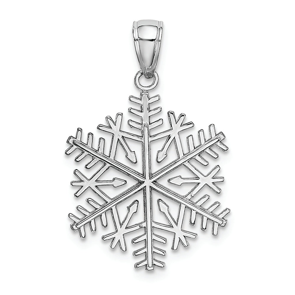 FJC Finejewelers 14k White Gold White 3d Snowflake Polish Satin Finish Charm
