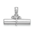 FJC Finejewelers 14k White Gold White 3d Diploma Rolled Up Graduation Charm