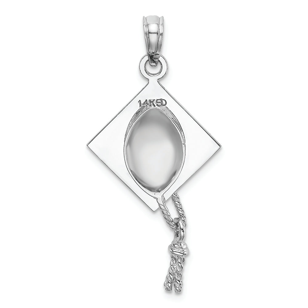FJC Finejewelers 14k White Gold White 3d Graduation Cap Polish Moveable Tassle Charm