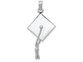 FJC Finejewelers 14k White Gold White 3d Graduation Cap Polish Moveable Tassle Charm