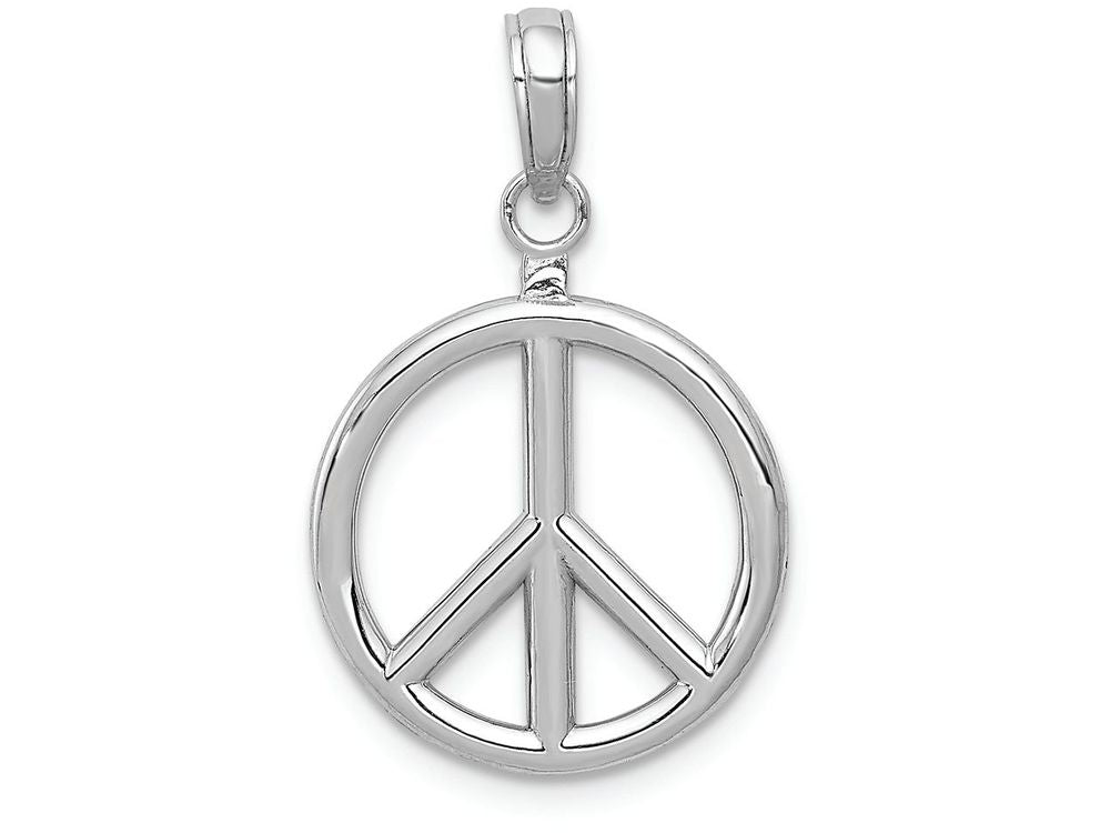 FJC Finejewelers 14k White Gold White 3d Peace Symbol Charm