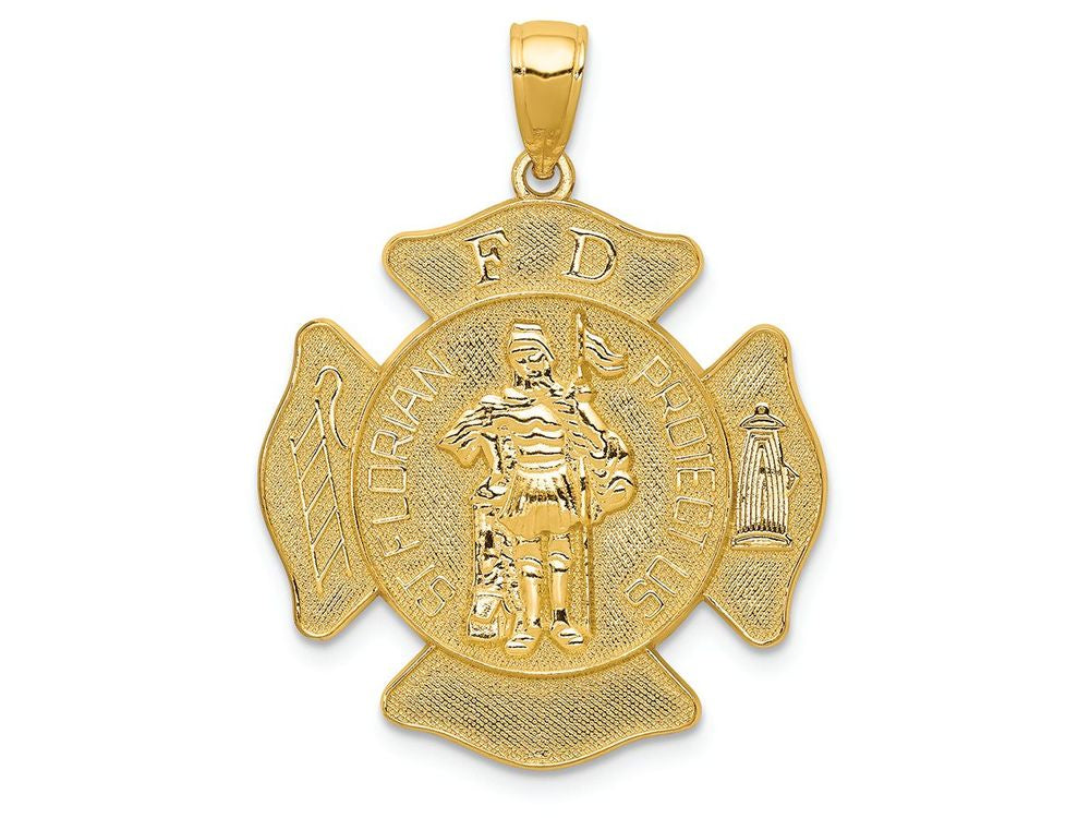 FJC Finejewelers 14k Yellow Gold Large Saint Florian Badge Charm