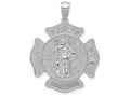 FJC Finejewelers 14k White Gold Saint Florian Protect Usfire Dept.maltese Cross Charm