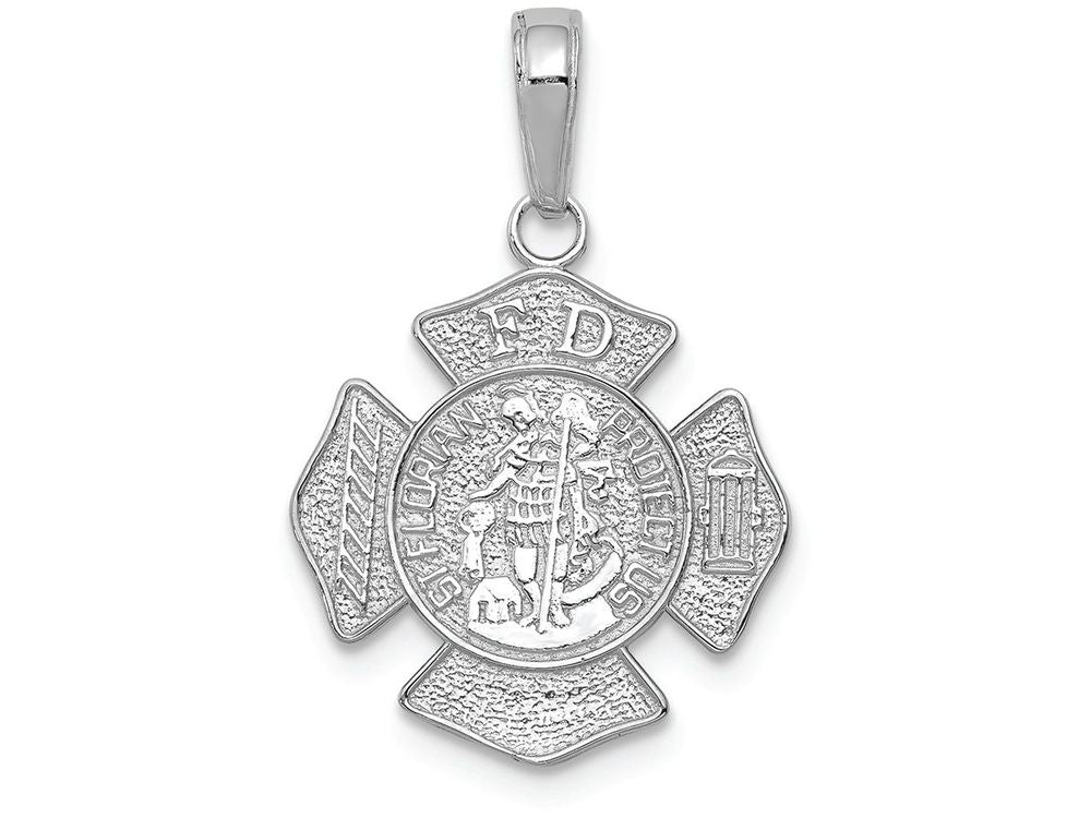FJC Finejewelers 14k White Gold Small Saint Florian Badge Charm