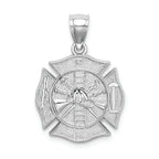 FJC Finejewelers 14k White Gold 3d Fireman Shieldmaltese Cross Charm