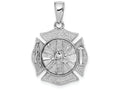 FJC Finejewelers 14k White Gold 3d Fireman Shieldmaltese Cross Charm