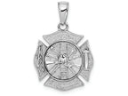 FJC Finejewelers 14k White Gold 3d Fireman Shieldmaltese Cross Charm
