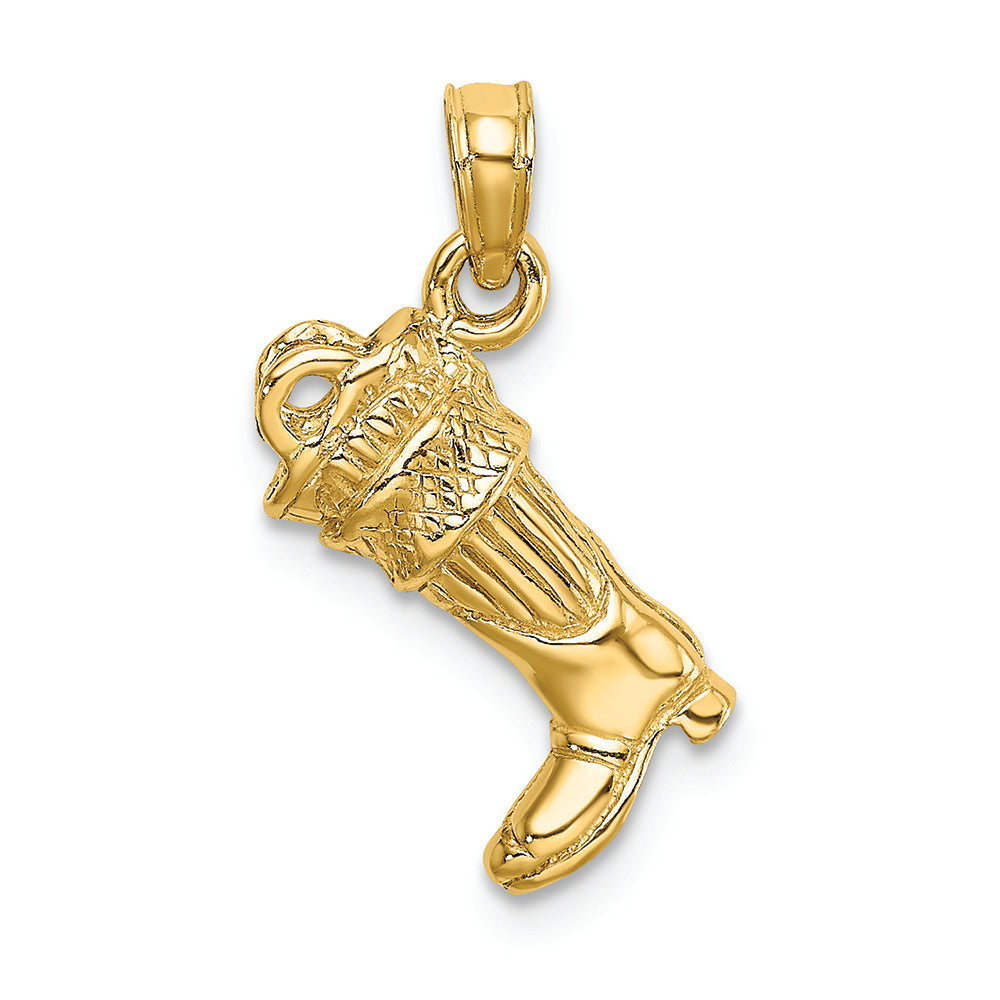 FJC Finejewelers 14k Yellow Gold 3d Firefighter Boot Charm
