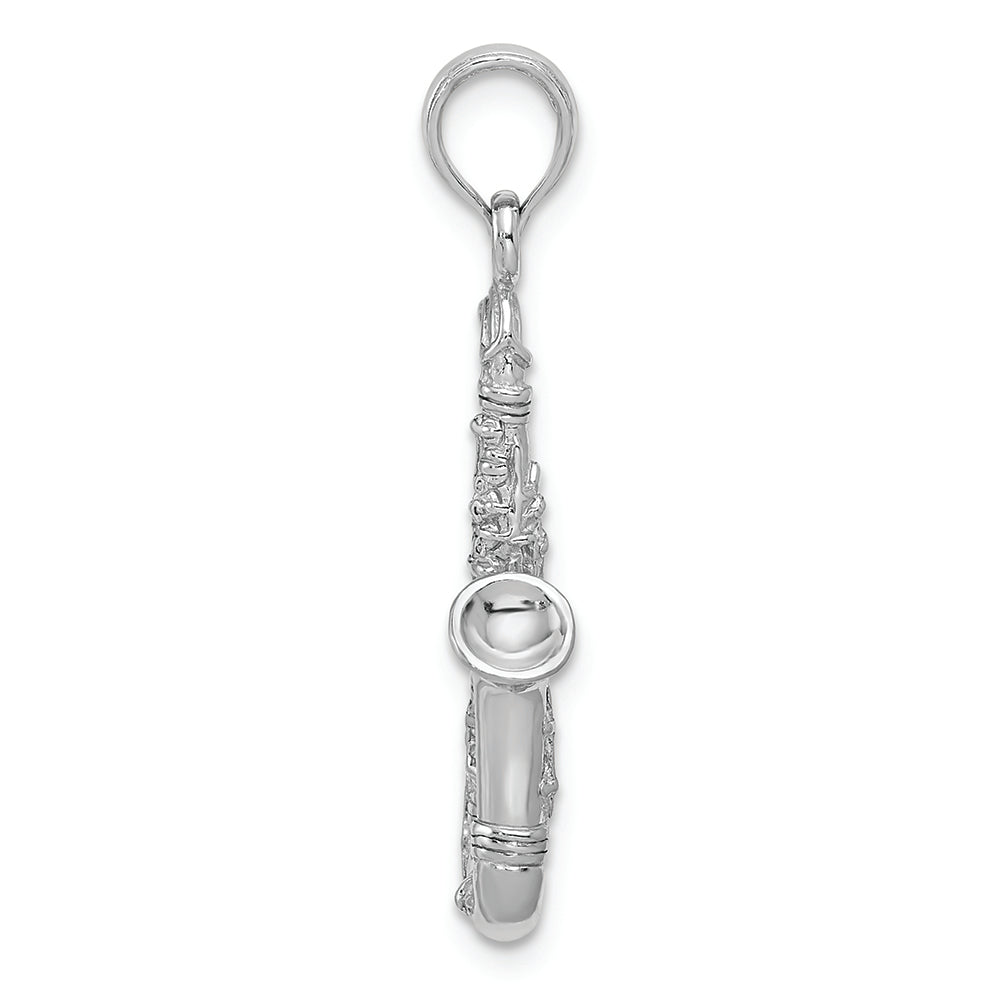 FJC Finejewelers 14k White Gold White 3d Tenor Saxophone Charm