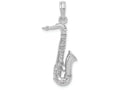 FJC Finejewelers 14k White Gold White 3d Tenor Saxophone Charm