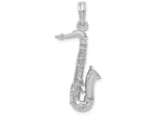 FJC Finejewelers 14k White Gold White 3d Tenor Saxophone Charm