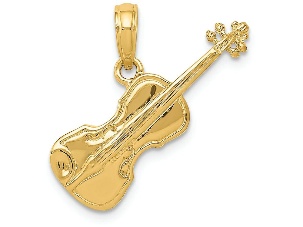 FJC Finejewelers 14k Yellow Gold Polished Solid 3d Violin Charm