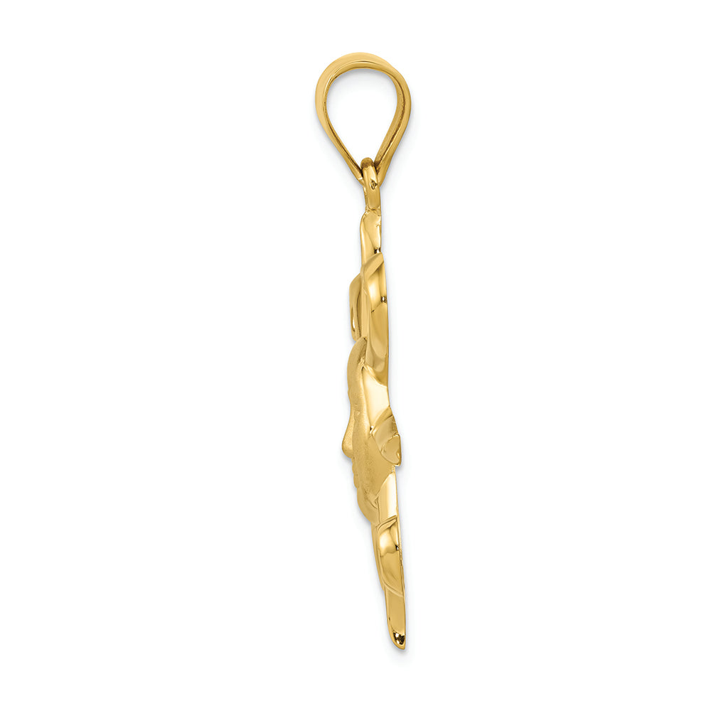 FJC Finejewelers 14k Yellow Gold Satin Polished Sun Charm