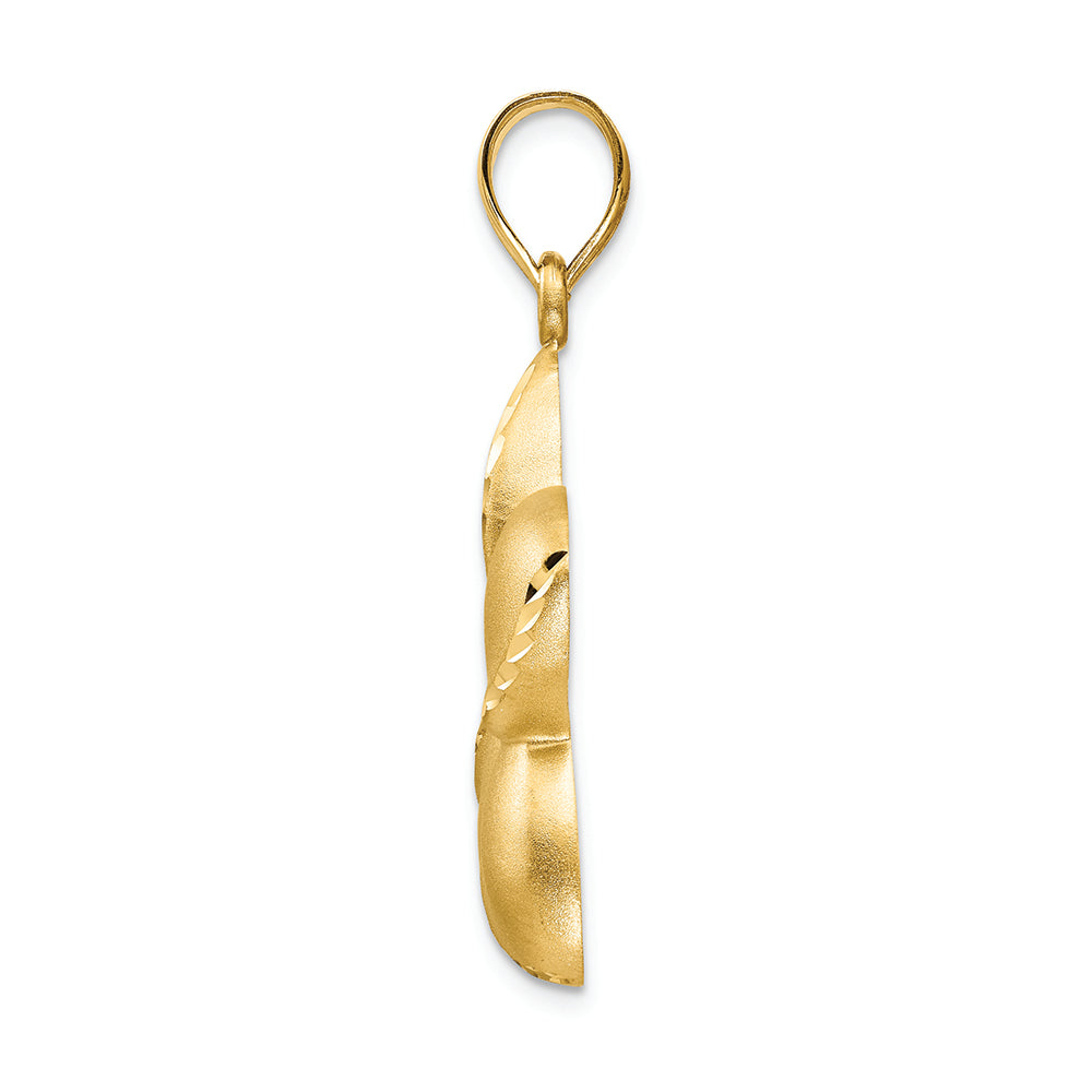 FJC Finejewelers 14k Yellow Gold Satin Bright Cut Open-backed Large Plumeria Charm