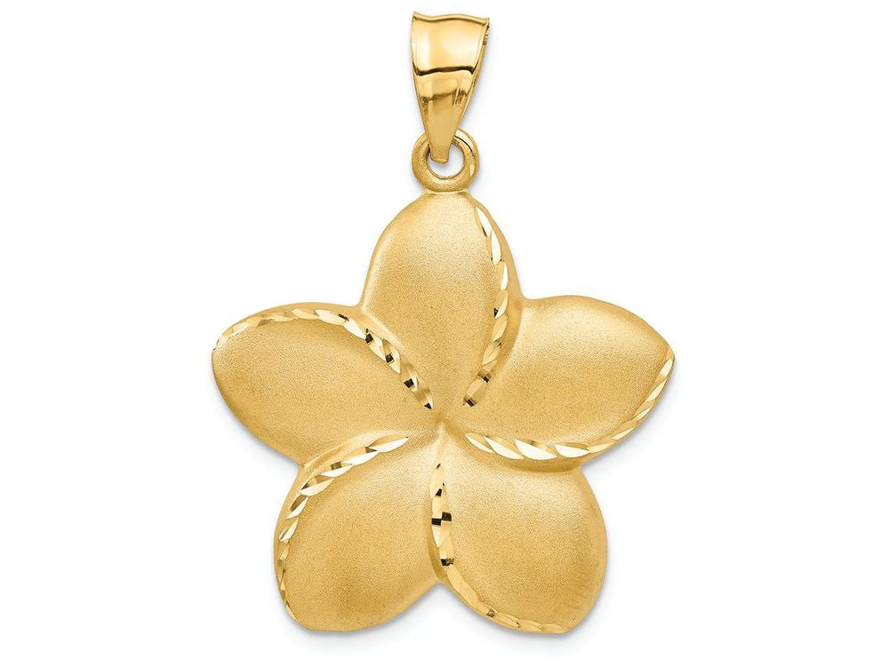 FJC Finejewelers 14k Yellow Gold Satin Bright Cut Open-backed Large Plumeria Charm