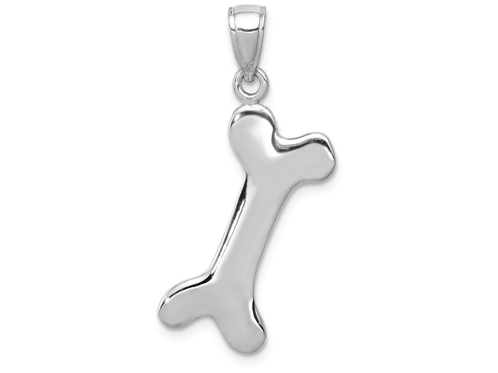 FJC Finejewelers 14k White Gold White 3d Engraveable Dog Bone Charm
