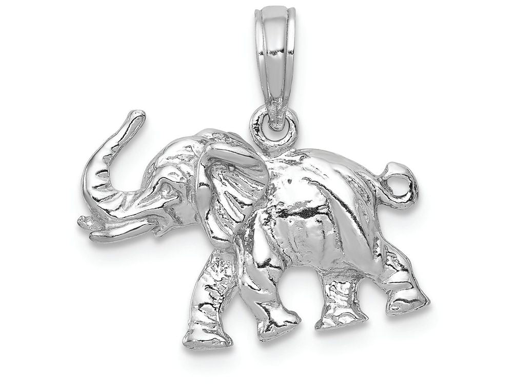 FJC Finejewelers 14k White Gold White 3d Elephant Profile with Tusk Charm