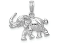 FJC Finejewelers 14k White Gold White 3d Elephant Profile with Tusk Charm