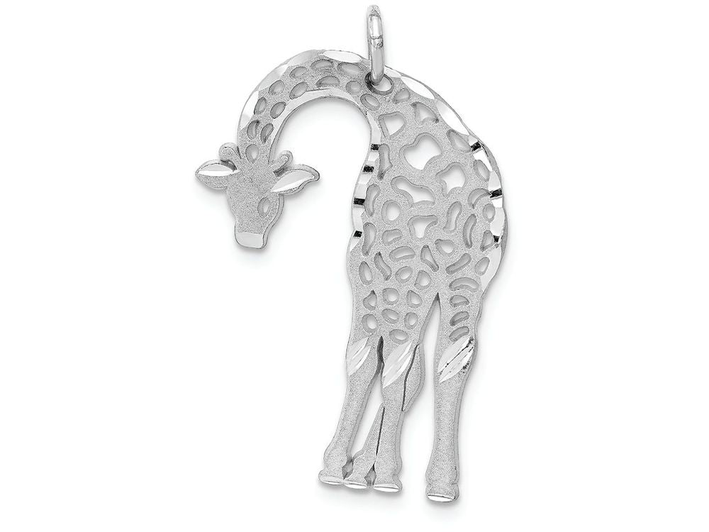 FJC Finejewelers 14k White Gold Solid Satin Bright Cut Flat-backed Giraffe Charm
