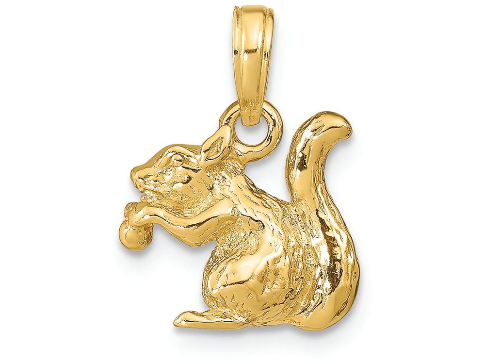 FJC Finejewelers 14k Yellow Gold Solid 3d Squirrel with Nut Charm