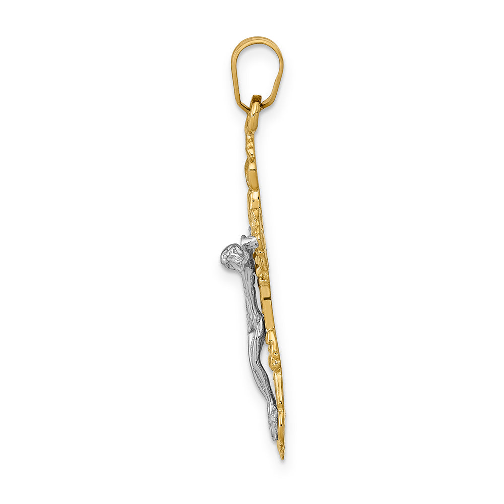 FJC Finejewelers 14k Two-tone Gold Fleur De Lis Crucifix Charm