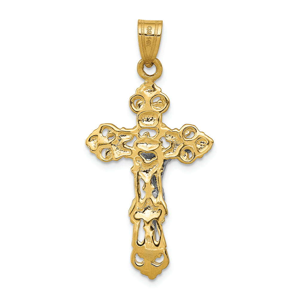 FJC Finejewelers 14k Two-tone Gold Fleur De Lis Crucifix Charm