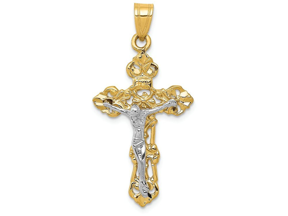 FJC Finejewelers 14k Two-tone Gold Fleur De Lis Crucifix Charm