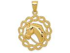 FJC Finejewelers 14k Yellow Gold Solid Polished Horse Head In Horseshoes Charm