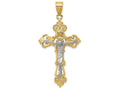 FJC Finejewelers 14k Two-tone Gold Inri Fleur De Lis Crucifix Charm