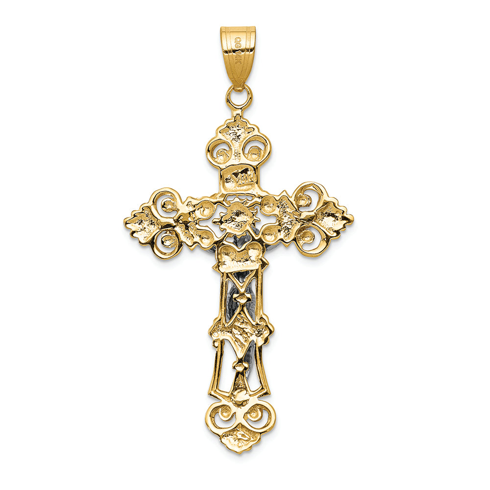 FJC Finejewelers 14k Two-tone Gold Inri Fleur De Lis Crucifix Charm